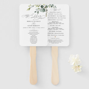 Leque Programa de Cerimônia de Casamento Eucalyptus Gree