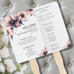 Leque Programa de Cerimônia de Casamento Floral Boho Ros