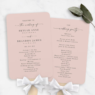 Leque Programa de Cerimônia de Casamento Simples em Rosa