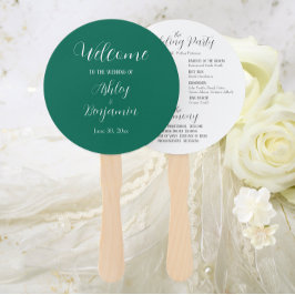 Leque Programa de Cerimônia de Casamento Simples Verde E