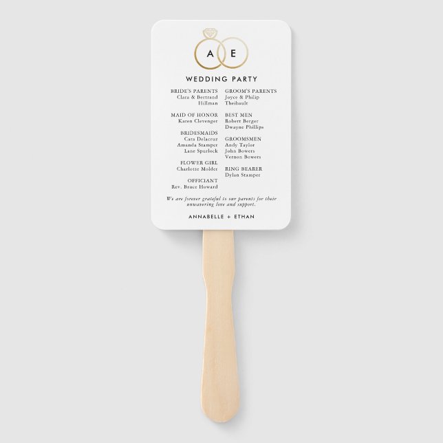 Leque Programa de Cerimônia de Casamentos de Ouros Moder (Verso)