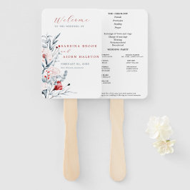 Leque Programa de Cerimônia Floral de Casamento Vermelho