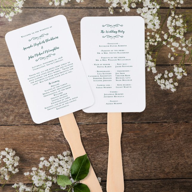 Leque Programa de Cerimônia Moderna para Casamento Elega (Criador carregado)