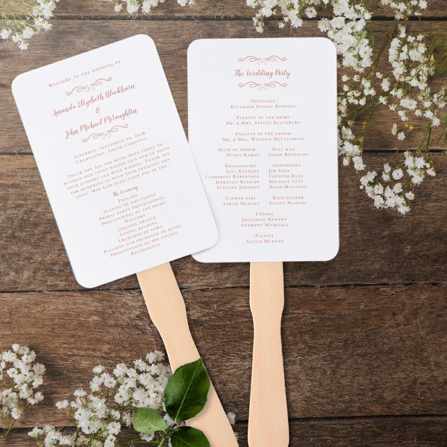 Leque Programa de Cerimônia Moderna para Casamento Elega (Criador carregado)