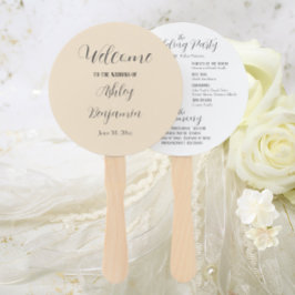 Leque Programa de Cerimônia Simples de Casamento de Core