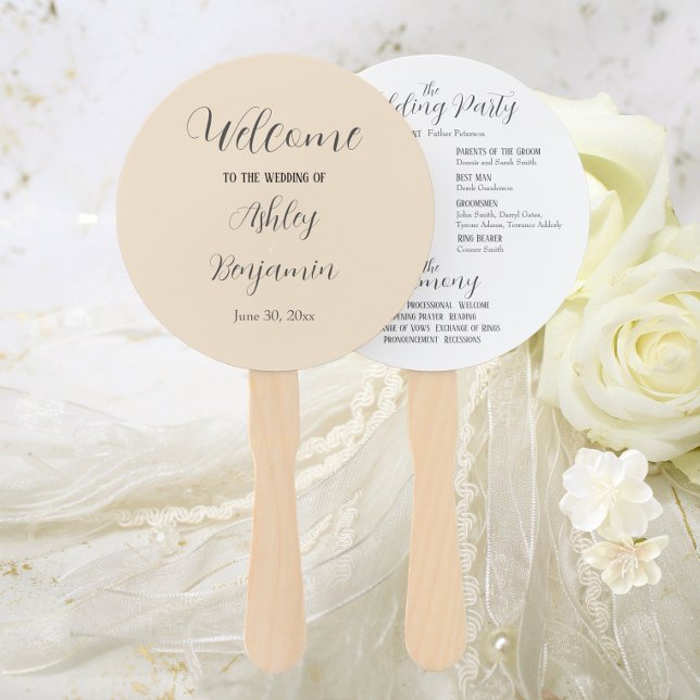 Leque Programa de Cerimônia Simples de Casamento de Core (In Situ Wedding)