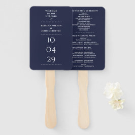 Leque Programa de Data Especial de Casamento Azul Naval