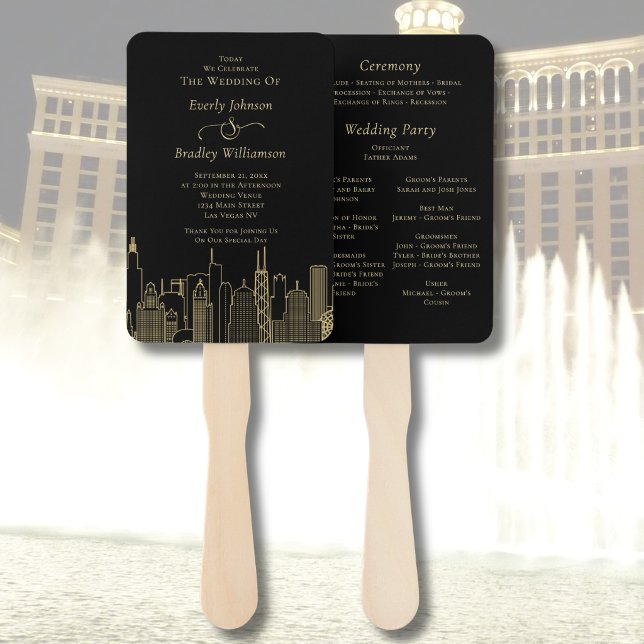 Leque Programa de Las Vegas com Letra Dourada em Fundo P (Criador carregado)