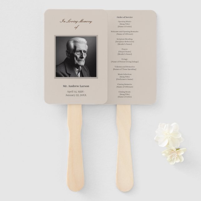 Leque Programa de Serviço de Ordem de Memorial de Funera (Frente e Verso)