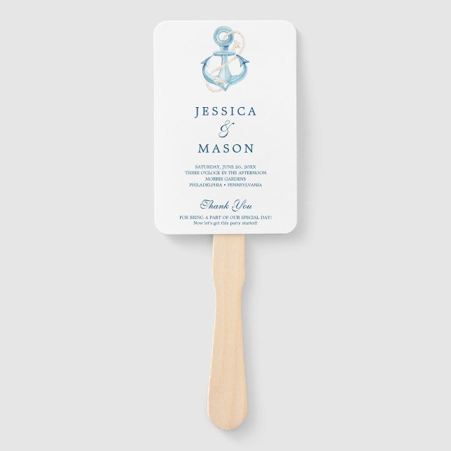 Leque Programa de Ventilador de Casamento de Marinhos Ná (Frente)