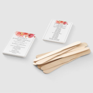 Leque Programa de Ventilador de Casamento Flor Vermelho