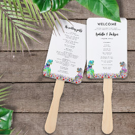 Leque Programa do Dia do Casamento com Tema de Dinossaur