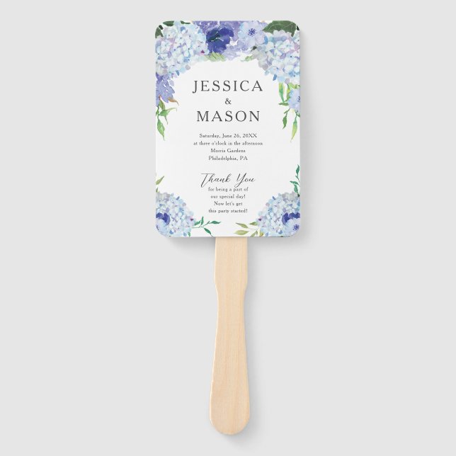 Leque Programa do Ventilador de Casamento de Hydrangea A (Frente)