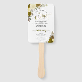 Leque Programa Dourado e Amarelo de Casamento Elegante F