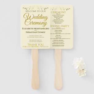 Leque Programa Dourado e legante de casamento florescent