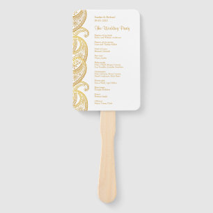 Leque Programa Dourado Paisley de Casamento Tradicional