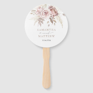 Leque Programa Elegante de Casamento com Rosa de Pata Ro