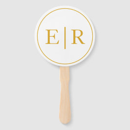 Leque Programa Elegante de Casamento de Monogramas Doura