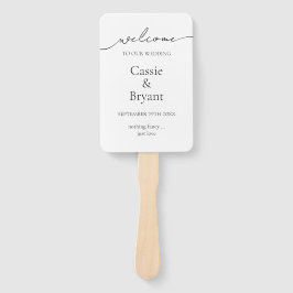 Leque Programa Elegante de Casamento de Script Branco e 