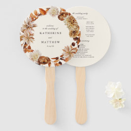 Leque Programa Elegante de Casamento de Tones Florais Te