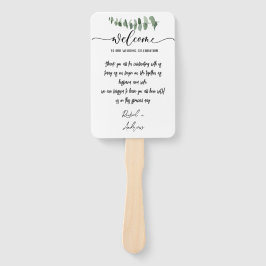 Leque Programa Elegante de Casamento Eucalyptus Watercol