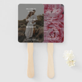 Leque Programa Elegante de Casamento Romântico-Rosa-Rosa