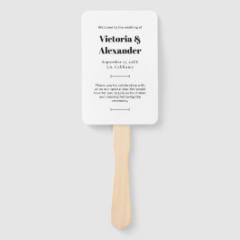 Leque Programa Elegante de Casamento Simples de Preto e 