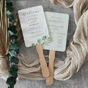 Leque Programa Elegante de Casamento Verde