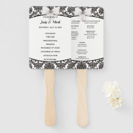 Leque Programa Elegante de Casamentos tema damasco Preto