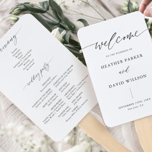Leque Programa Elegante de Cerimônia de Casamento da Cal