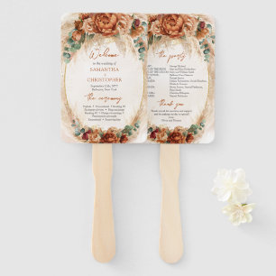Leque Programa Elegante de Cobre e Flores Burgundy