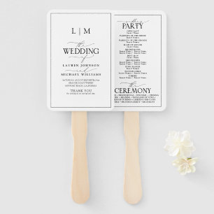 Leque Programa Elegante de Monograma de Caligrafia Branc