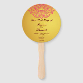 Leque Programa Elegante Dourado de Casamento da Paisley 