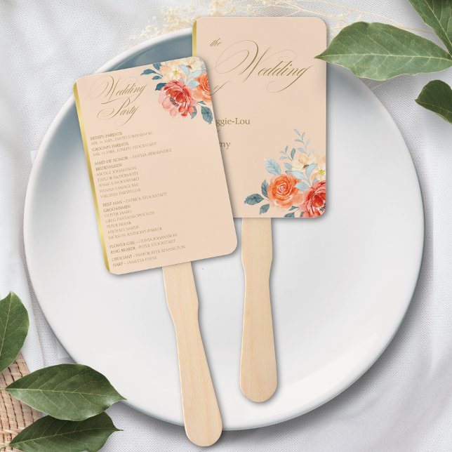 Leque Programa Elegante Dourado de Casamento de Script F (Criador carregado)