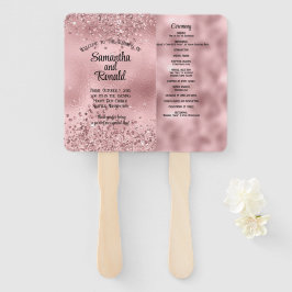 Leque Programa Elegante Faux Pink Glitter and Foil Weds