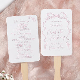 Leque Programa Elegante Pastel Pink de Casamento de Arco