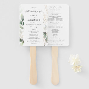 Leque Programa Eucalyptus Glow Dourado Casamento Verde