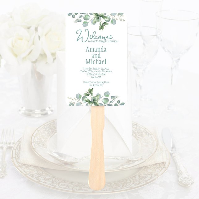 Leque Programa Eucalyptus Watercolor Sage Emerald Green (Criador carregado)