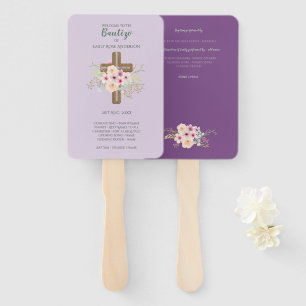 Leque Programa Floral Cross BAUTIZO Bautismo Baptism