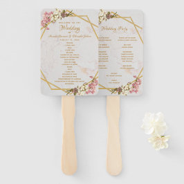 Leque Programa Floral de Casamento Orquídeo Dourado Marb