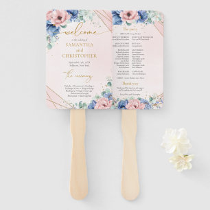 Leque Programa floral de cor-de-água rosa-rosa empoeirad