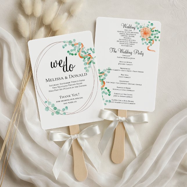 Leque Programa Floral Elegante Eucalyptus Greenery Peach (Criador carregado)