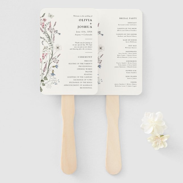 Leque Programa Floral Pastel (Frente e Verso)