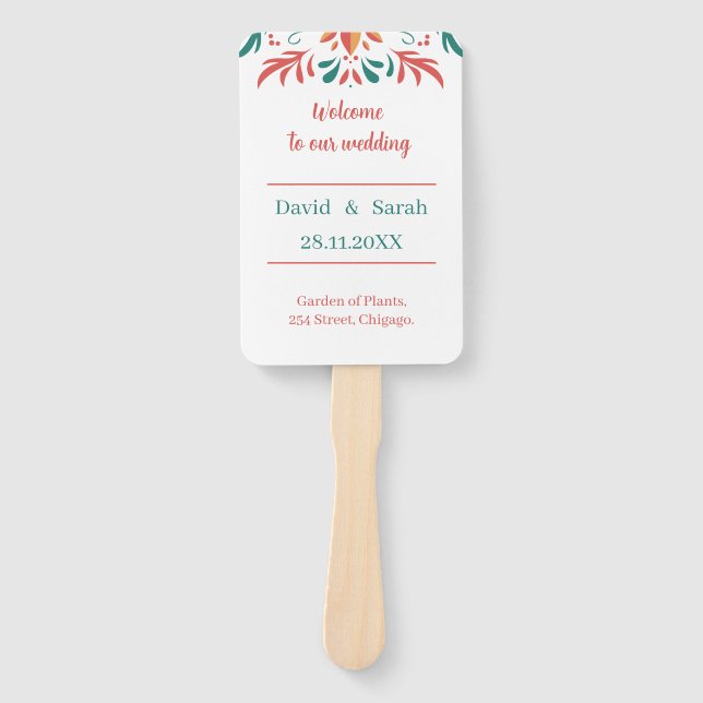 Leque Programa Floral Personalizado de Casamento Colorid (Frente)