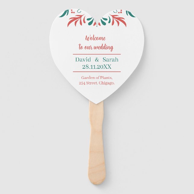 Leque Programa Floral Personalizado de Casamento Colorid (Frente)