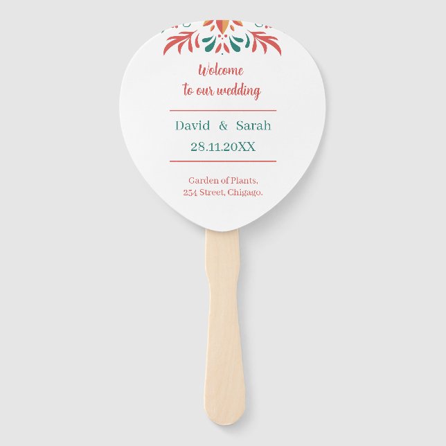 Leque Programa Floral Personalizado de Casamento Colorid (Frente)