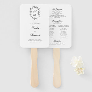 Leque Programa Formal de Casamento de Paixão do Monogram