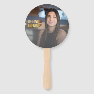 Leque Programa Funeral de Fotografias Douradas e Negras 