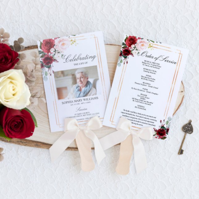 Leque Programa Funeral Marsala Rosa Conjunto de Ventilad (Criador carregado)