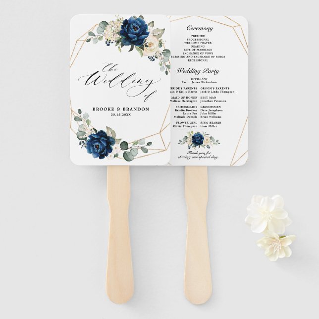 Leque Programa Geométrico de Marfim para Champanhe Branc (Frente e Verso)